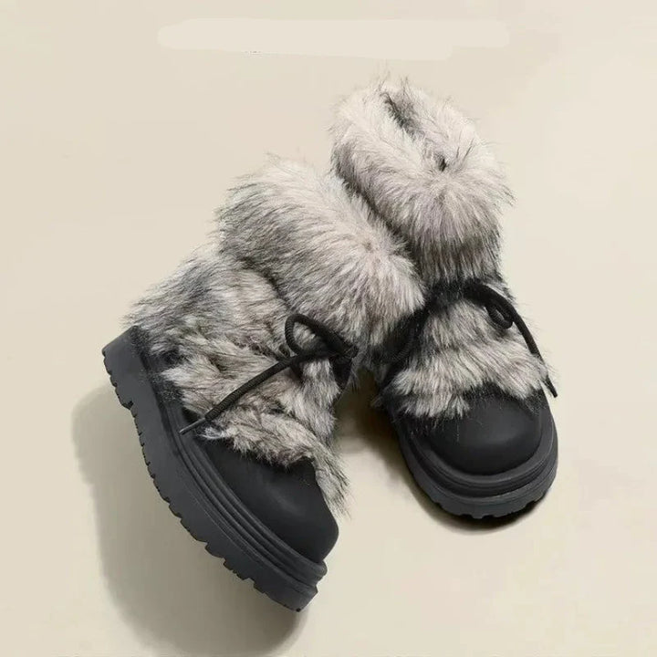 Faux Fur Snow Boots with Platform Sole and Insulated Lace-Up, Women's Aspen