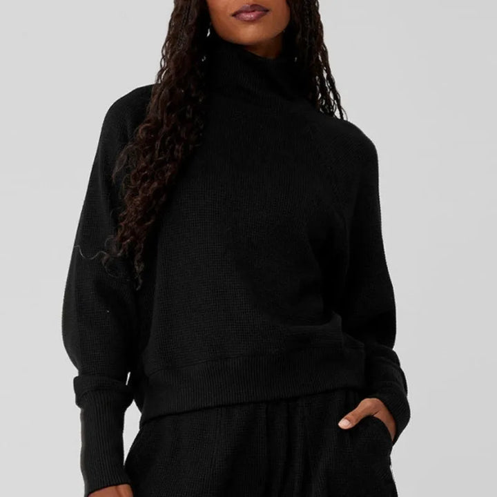 Waffle Knit Loungewear Set for Women, Soft Cotton Blend Top and Pants in White