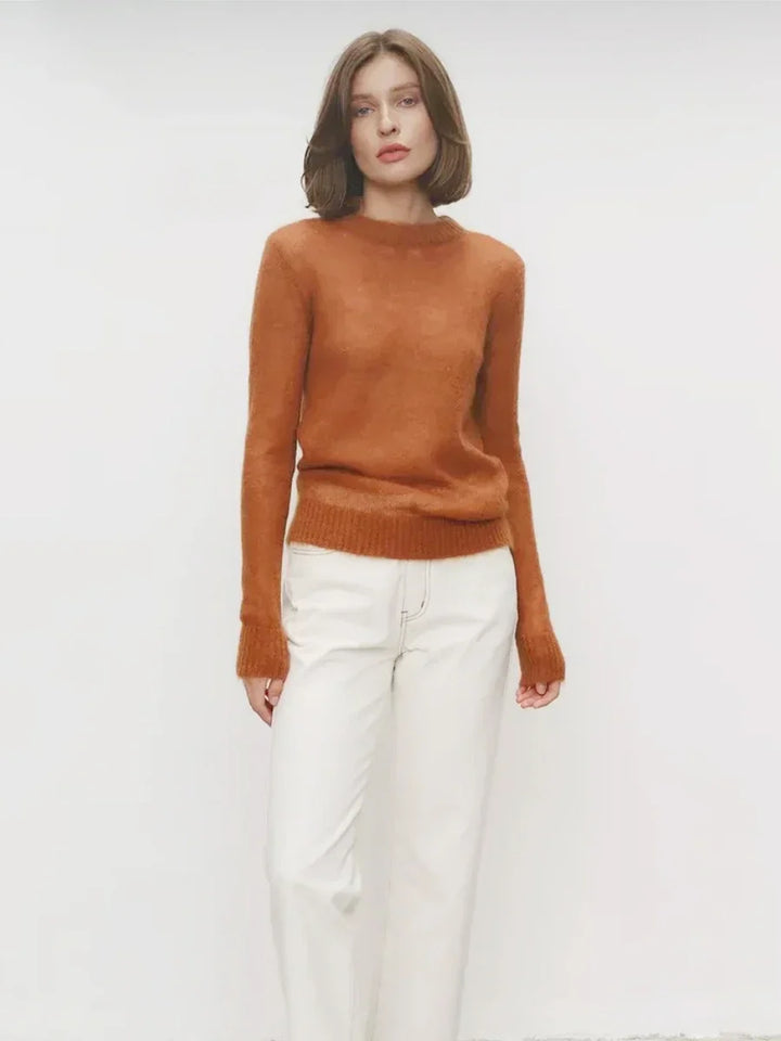 Crewneck Sweater in Soft Nylon-Cotton Knit with a Streamlined, Flattering Fit