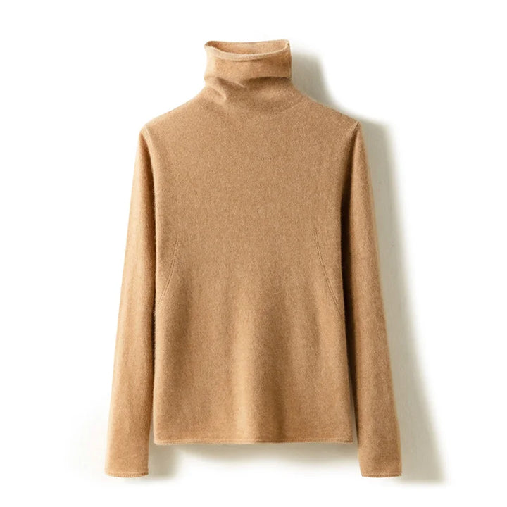 Cashmere Blend Turtleneck Sweater with Merino Wool, Slim Fit for Women in Vintage