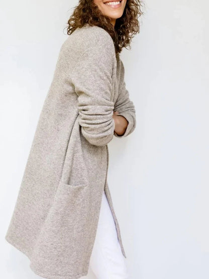 Cardigan in a Merino Wool Blend with Oversized Pockets and a Relaxed Open-Front Fit for Effortless Layering
