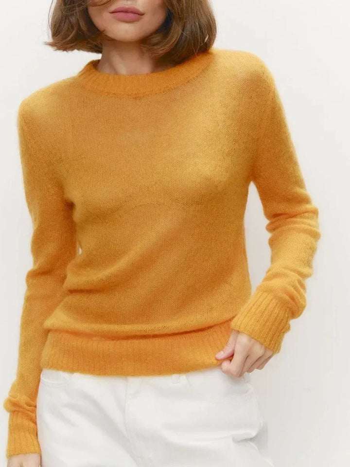 Crewneck Sweater in Soft Nylon-Cotton Knit with a Streamlined, Flattering Fit