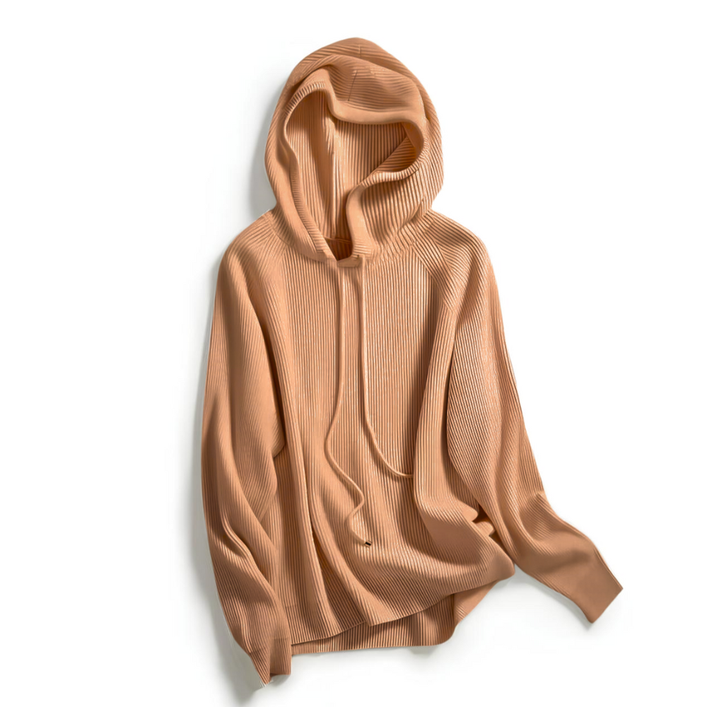 Hoodie in Cashmere and Merino Wool Blend with Relaxed Fit and Adjustable Drawstrings