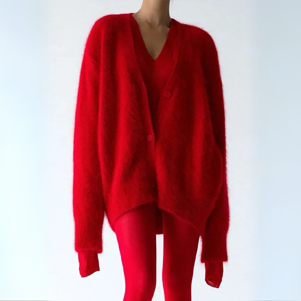 Cardigan in Oversized Fit with Soft Cashmere-Like Knit Feel and Cozy Snug Warmth