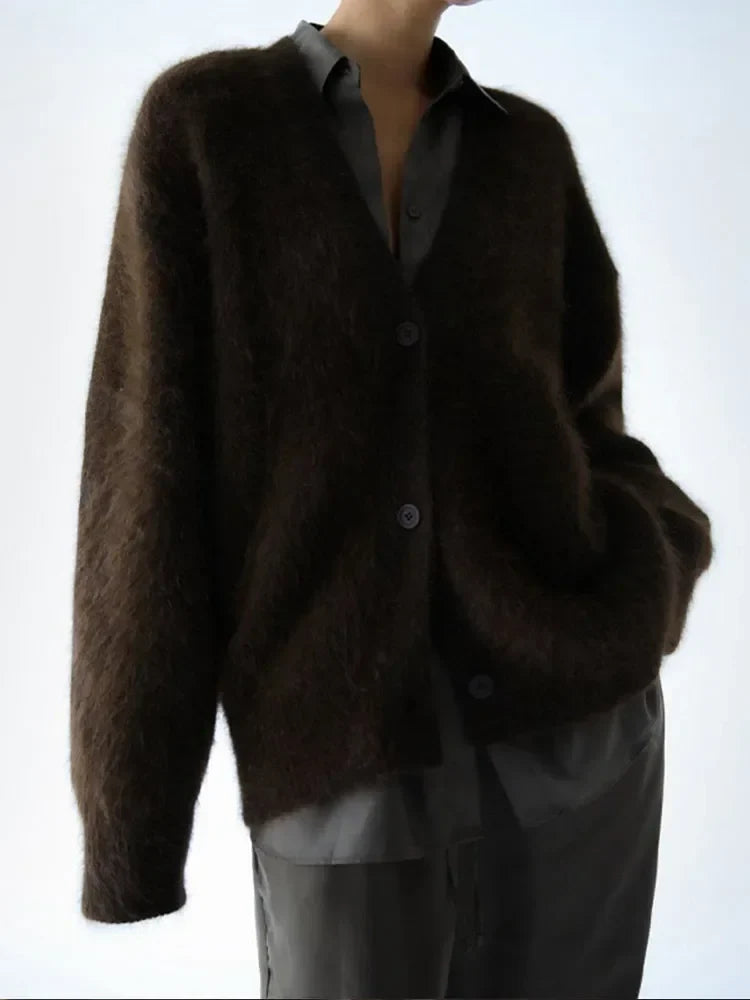 Cardigan in Oversized Fit with Soft Cashmere-Like Knit Feel and Cozy Snug Warmth