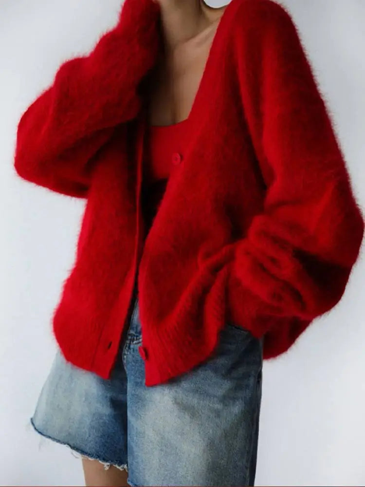 Cardigan in Oversized Fit with Soft Cashmere-Like Knit Feel and Cozy Snug Warmth
