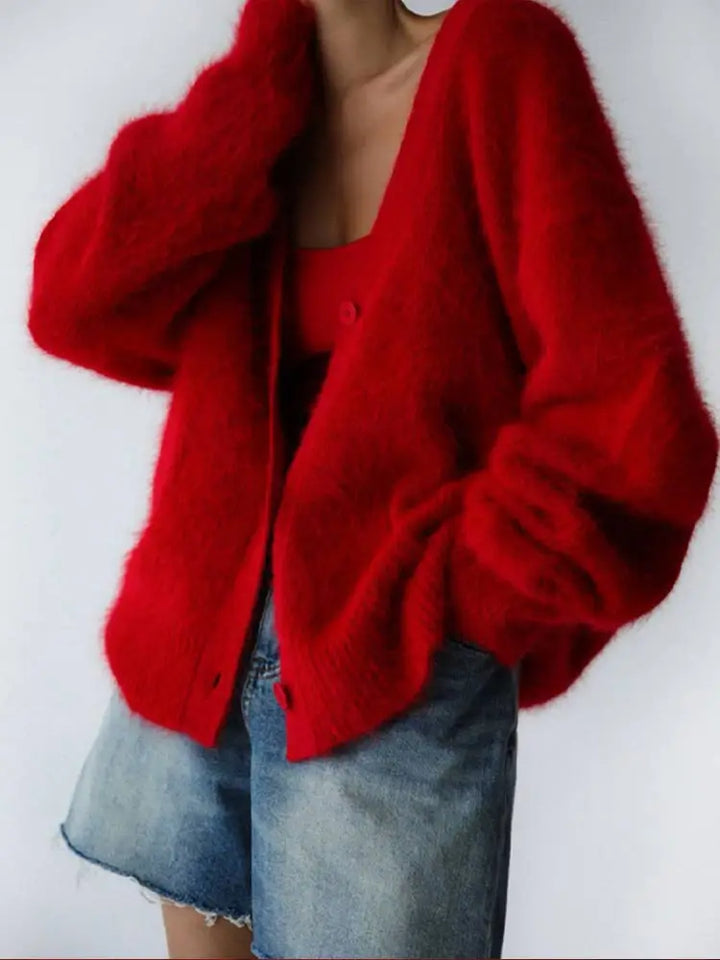 Cardigan in Oversized Fit with Soft Cashmere-Like Knit Feel and Cozy Snug Warmth