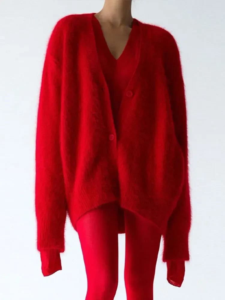 Cardigan in Oversized Fit with Soft Cashmere-Like Knit Feel and Cozy Snug Warmth