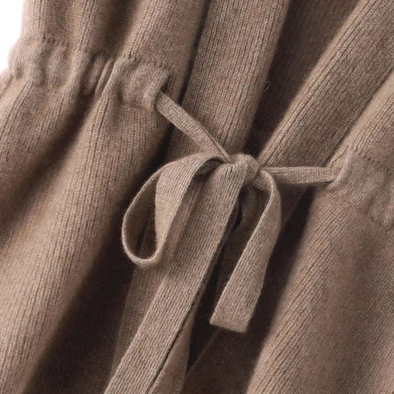 Merino Wool and Cashmere Blend Knit Vest with Adjustable Waist Tie and Slim Fit