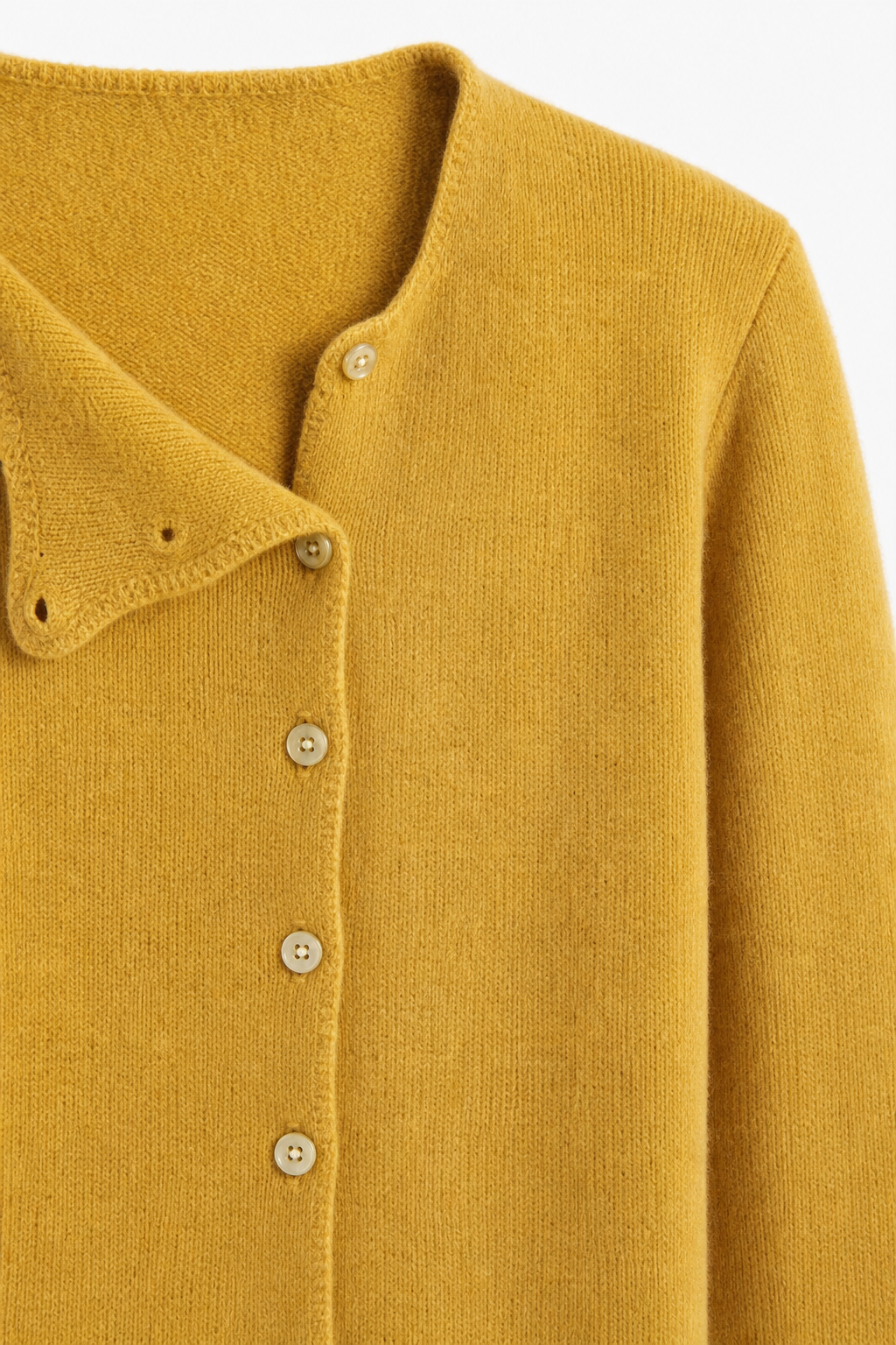 Asymmetric Button Sweater in Khaki Soft Knit with Off-Center Placket Detail and Long Sleeves