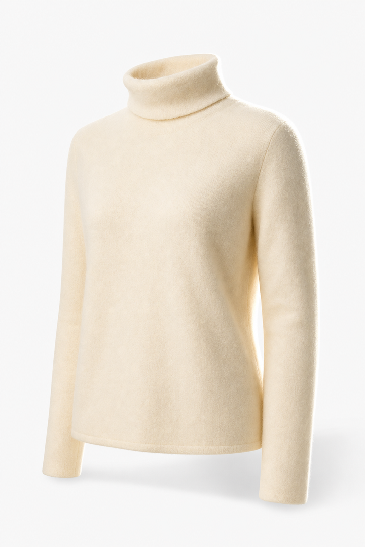 Cashmere Blend Turtleneck Sweater with Merino Wool, Slim Fit for Women in Vintage