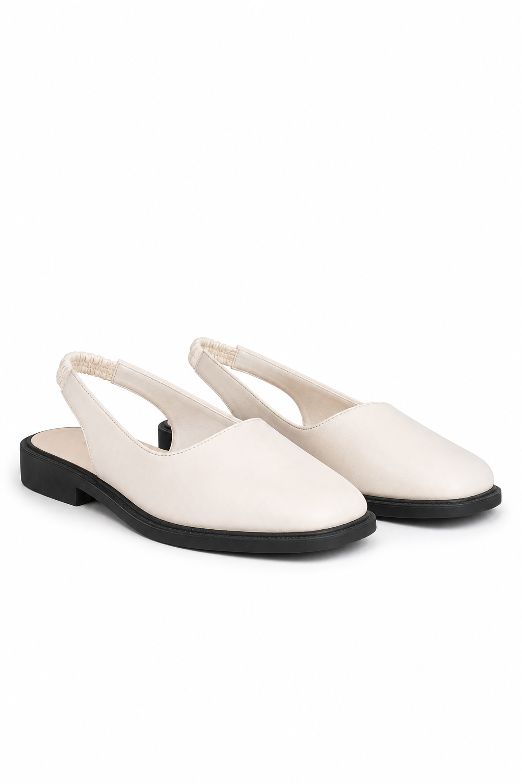 Square-Toe Slingback Flats with Cushioned Sole and Sleek Low Heel in Cypress Green