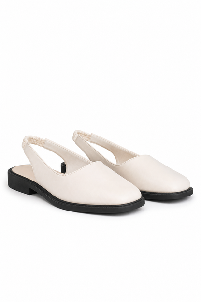 Square-Toe Slingback Flats with Cushioned Sole and Sleek Low Heel in Cypress Green
