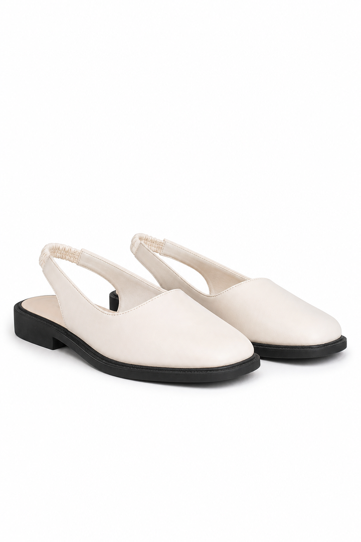 Square-Toe Slingback Flats with Cushioned Sole and Sleek Low Heel in Cypress Green