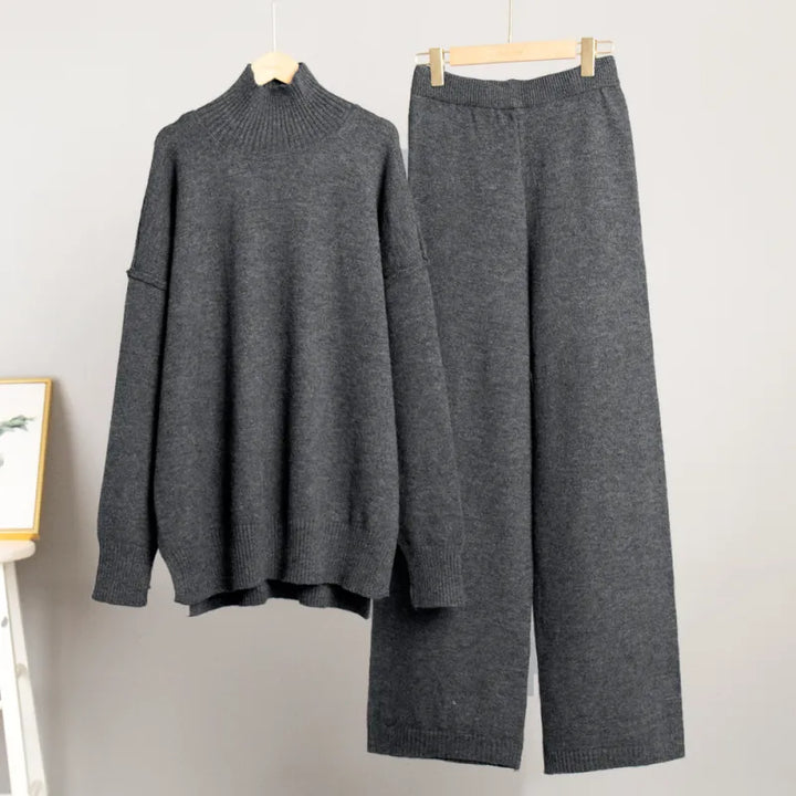 Women's Knit Trouser Set – Relaxed Long Sleeve Lounge Suit