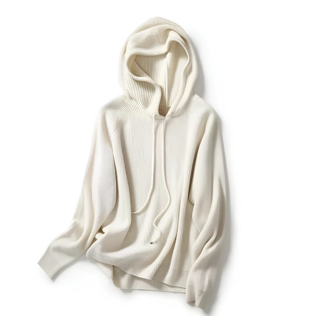Hoodie in Cashmere and Merino Wool Blend with Relaxed Fit and Adjustable Drawstrings