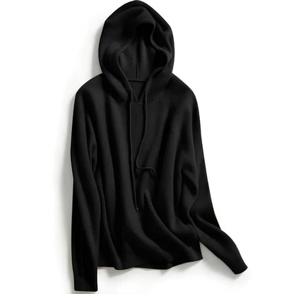 Hoodie in Cashmere and Merino Wool Blend with Relaxed Fit and Adjustable Drawstrings
