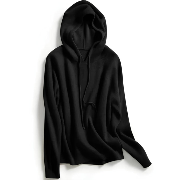 Hoodie in Cashmere and Merino Wool Blend with Relaxed Fit and Adjustable Drawstrings