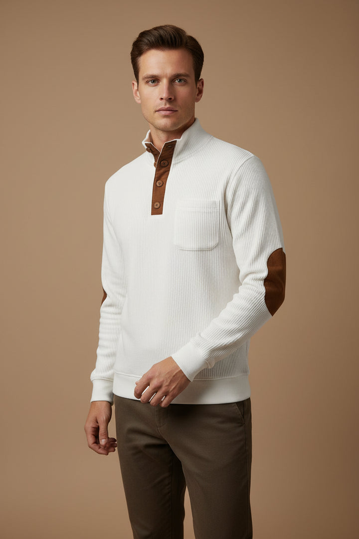 Men's Sweater – Soft Knit Stand Collar, Long Sleeve, Relaxed Fit