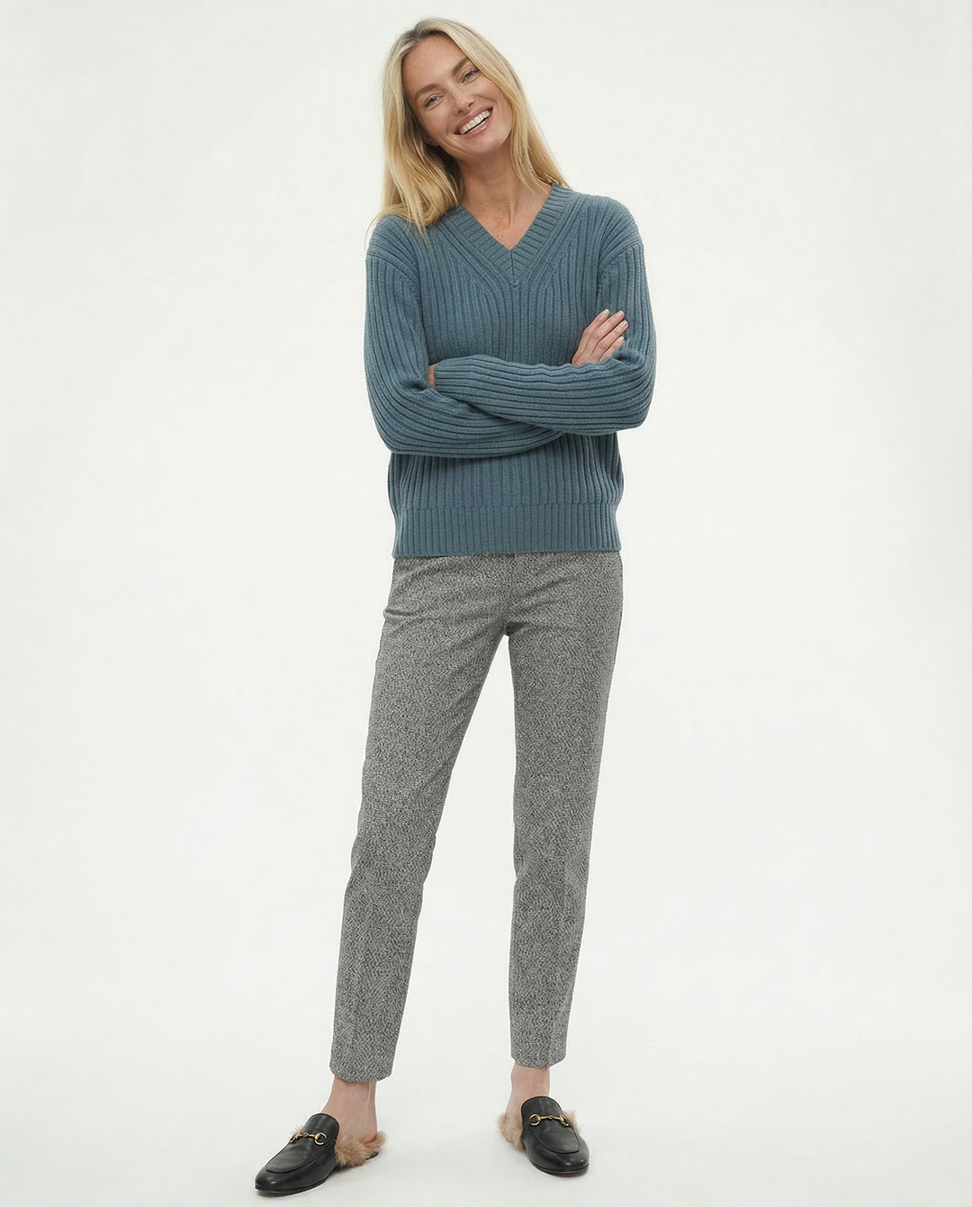 Trousers in Wool Blend, Straight-Leg High-Waist Fit, Non-Stretch, Camel