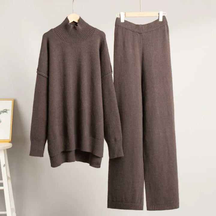 Women's Knit Trouser Set – Relaxed Long Sleeve Lounge Suit