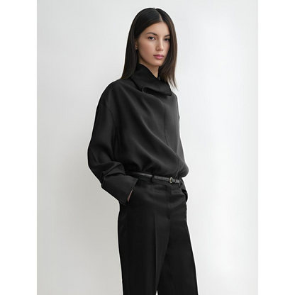 Linen Pullover Top with Lightweight Drape and Relaxed Standard Fit in Ivory