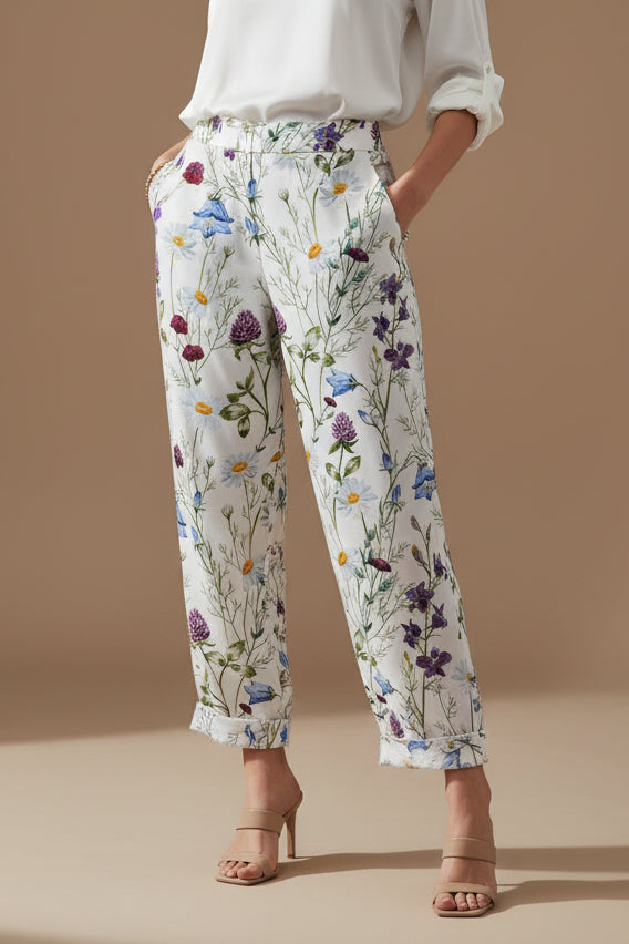 Women's Digital Print Straight-Leg Trouser – Playful Graphic Pattern