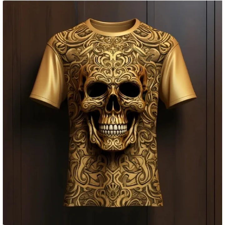 Cotton Men's 3D Skull Print T-Shirt – Hip Hop Loose Fit Top