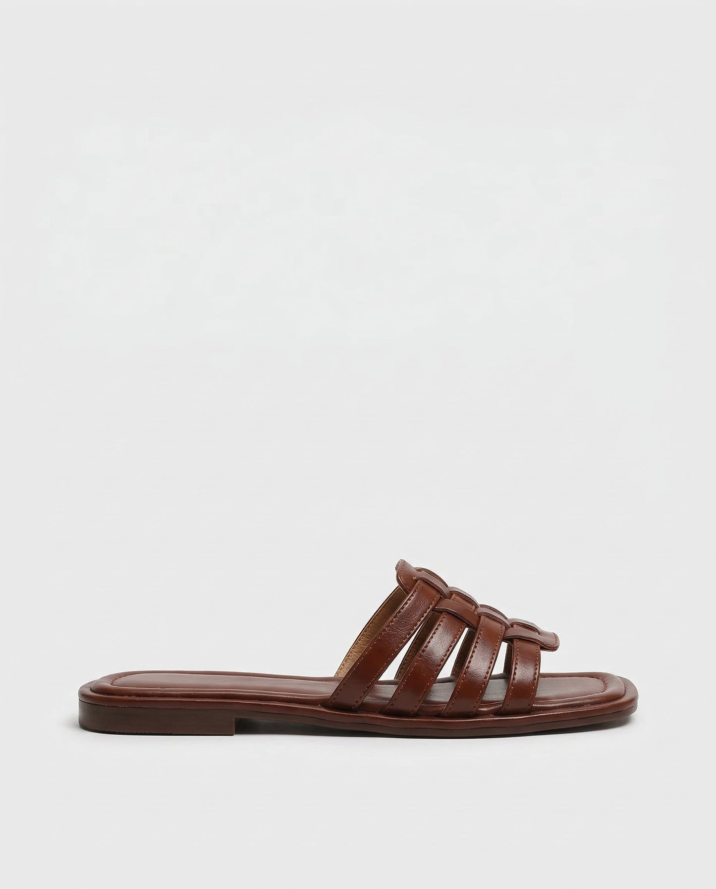 Woven Slides with Cushioned Footbed, Square Open Toe and Slight Heel Lift