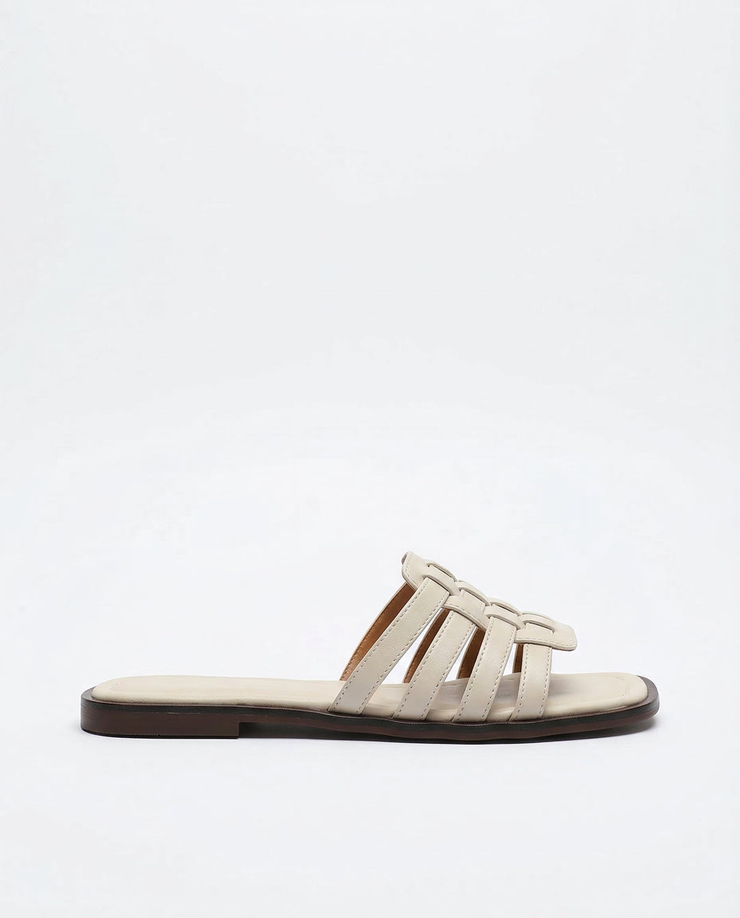 Woven Slides with Cushioned Footbed, Square Open Toe and Slight Heel Lift