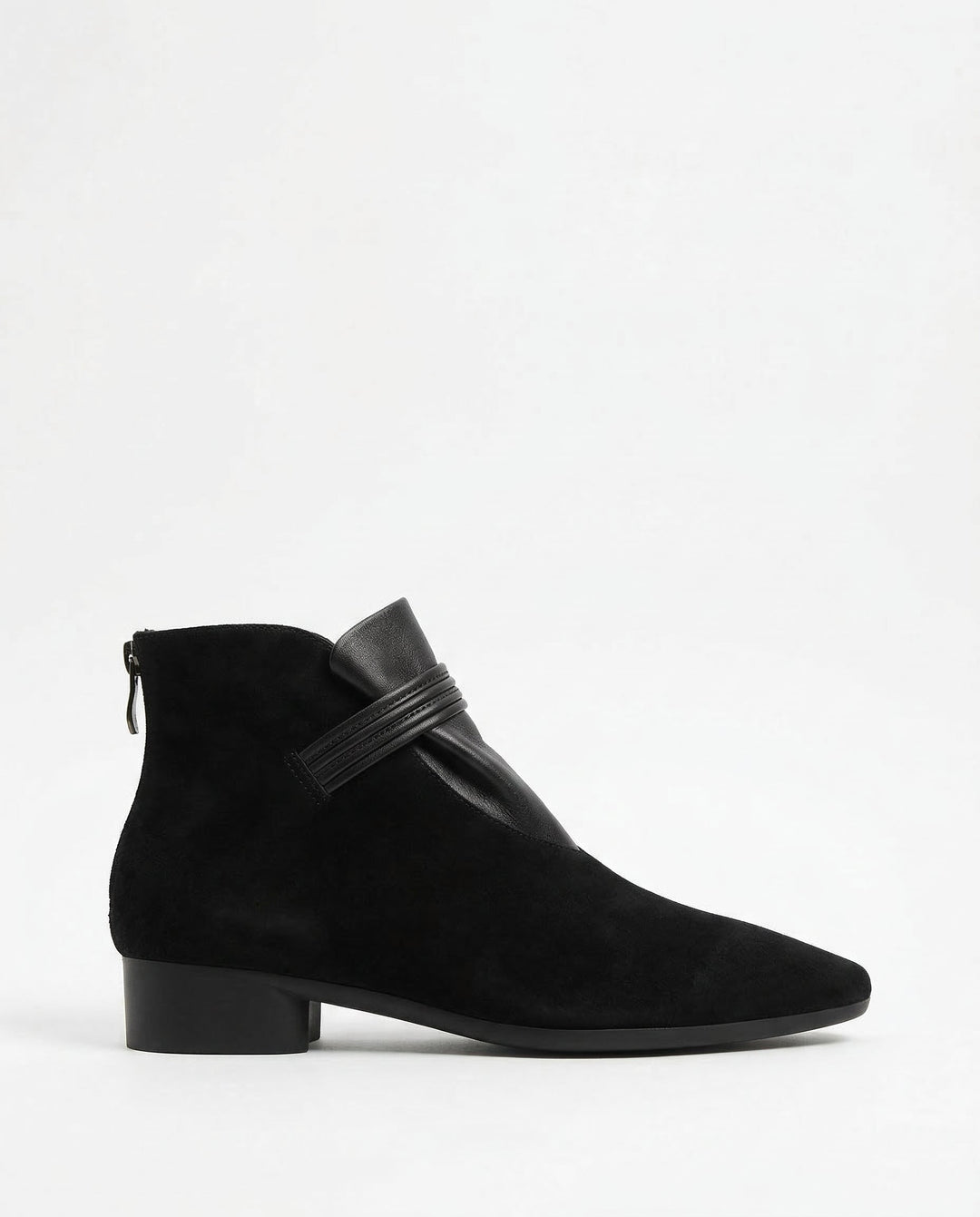 Suede Ankle Boots with Pointed Toe, Side Zip and Low Heel, Women's Vivienne