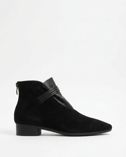 Suede Ankle Boots with Pointed Toe, Side Zip and Low Heel, Women's Vivienne