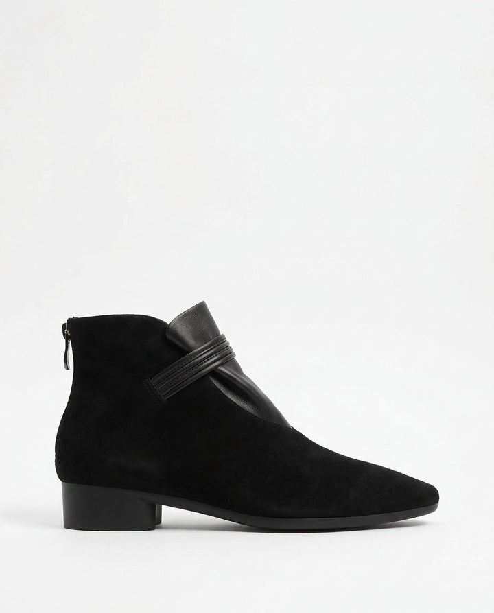 Suede Ankle Boots with Pointed Toe, Side Zip and Low Heel, Women's Vivienne