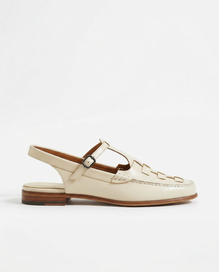 Leather Slingback Sandals with Woven Straps and Cushioned Footbed, Women's Palermo