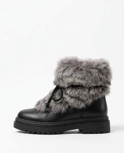 Faux Fur Snow Boots with Platform Sole and Insulated Lace-Up, Women's Aspen