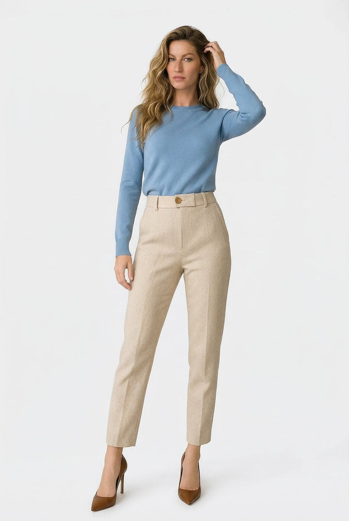 Tailored Wool Trousers with High-Rise Waistband and Slim Tapered Ankle Fit