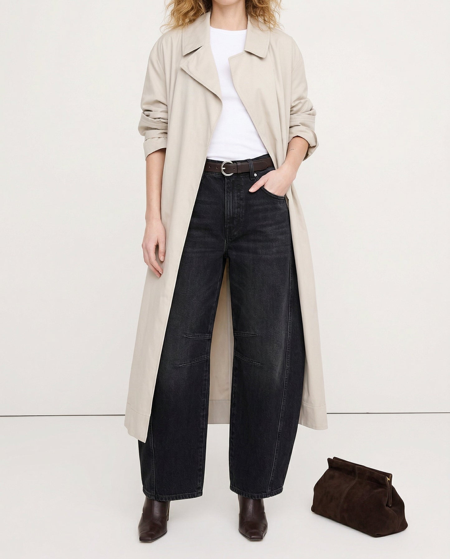 Barrel-Leg Jeans in Leopard Print with Mid-Rise Waist and Ankle-Length Wide Leg
