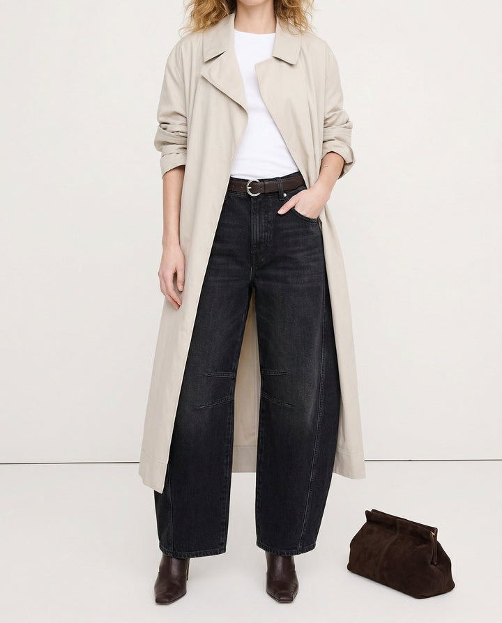 Barrel-Leg Jeans in Leopard Print with Mid-Rise Waist and Ankle-Length Wide Leg