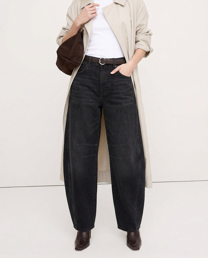 Barrel-Leg Jeans in Leopard Print with Mid-Rise Waist and Ankle-Length Wide Leg