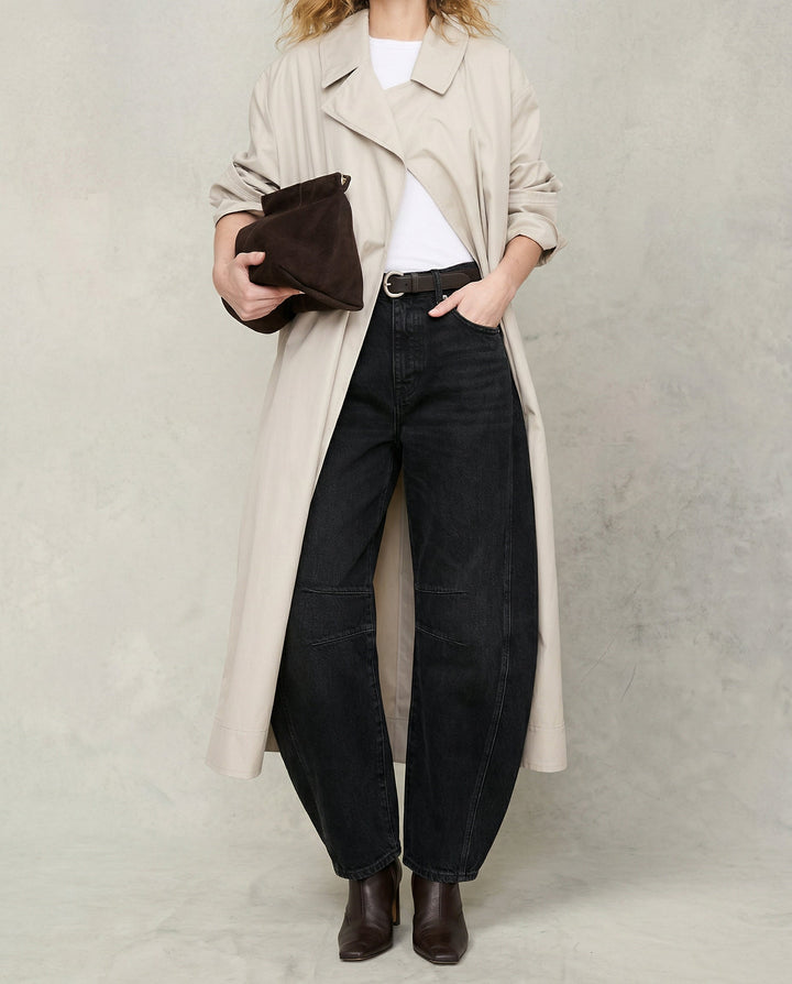Barrel-Leg Jeans in Leopard Print with Mid-Rise Waist and Ankle-Length Wide Leg