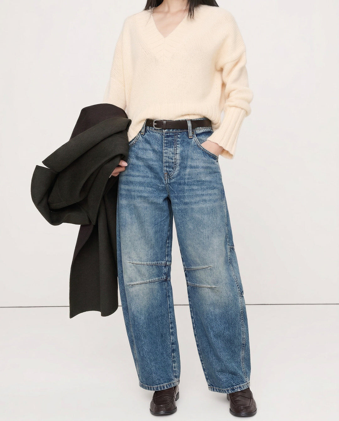 Barrel-Leg Jeans in Leopard Print with Mid-Rise Waist and Ankle-Length Wide Leg