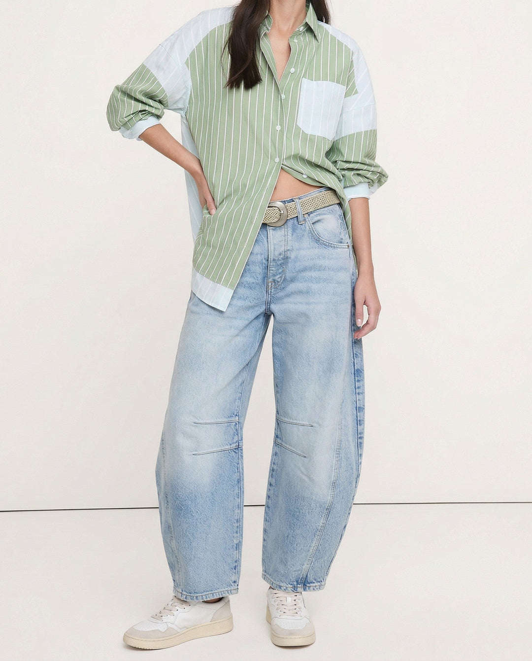 Barrel-Leg Jeans in Leopard Print with Mid-Rise Waist and Ankle-Length Wide Leg