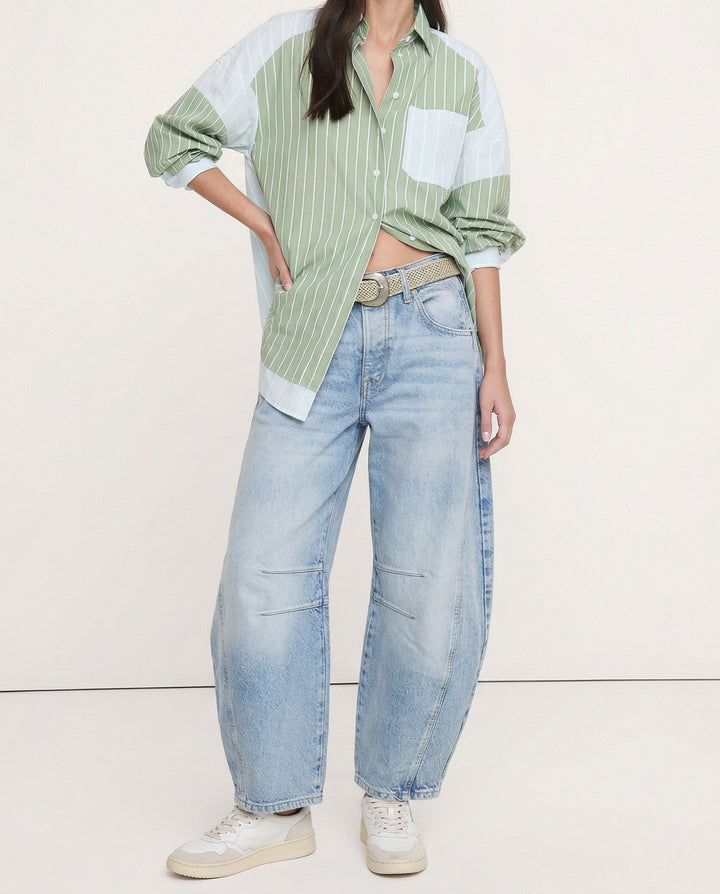 Barrel-Leg Jeans in Leopard Print with Mid-Rise Waist and Ankle-Length Wide Leg