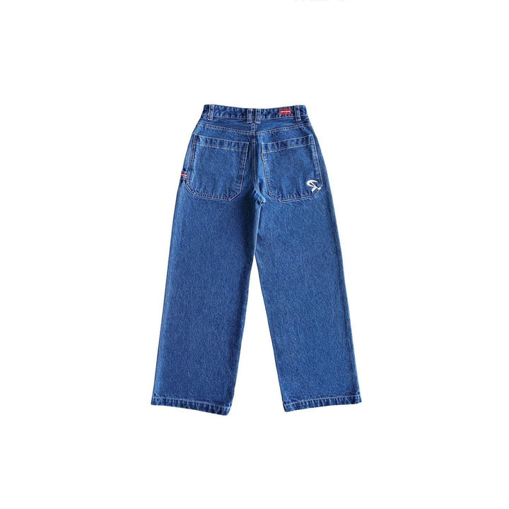 Women's Loose Wide Leg Jeans – Retro Embroidered Pocket Detail