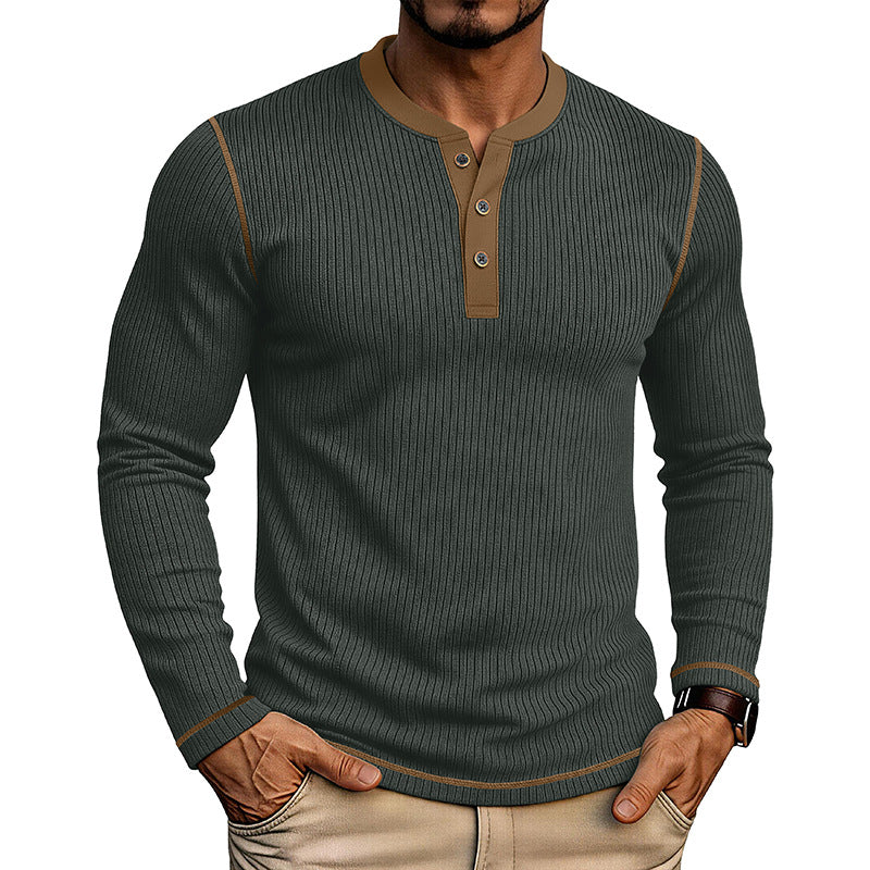 Men's Long Sleeve Colorblock Henley T-Shirt – Modern Fit
