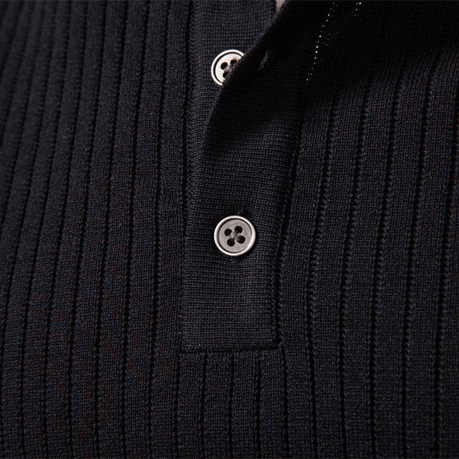 Men's Cotton Blend Henley Sweater – Slim Fit Ribbed Knit