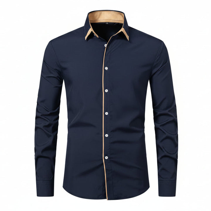 Men's Casual Long Sleeve Shirt – Cotton Blend Contrast Stitch Cardigan