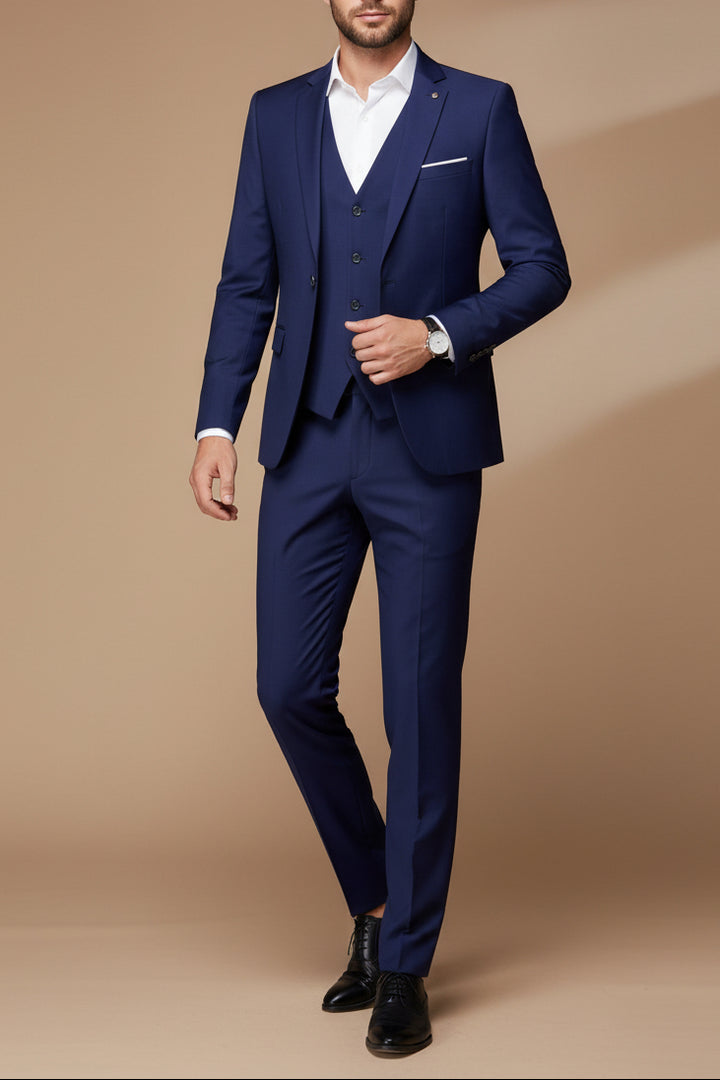 Men's Slim Fit Cotton Three Piece Suit – Tailored Business Set