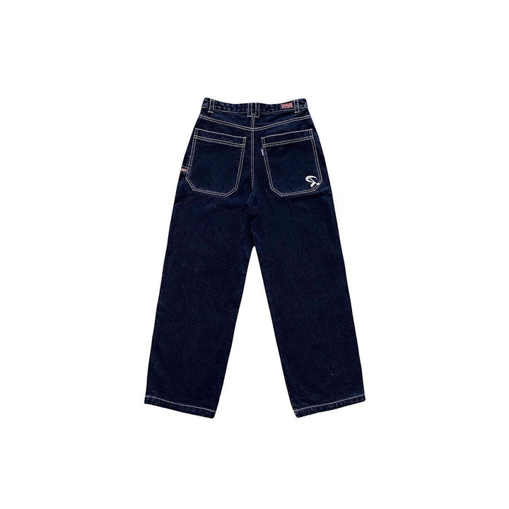 Women's Loose Wide Leg Jeans – Retro Embroidered Pocket Detail