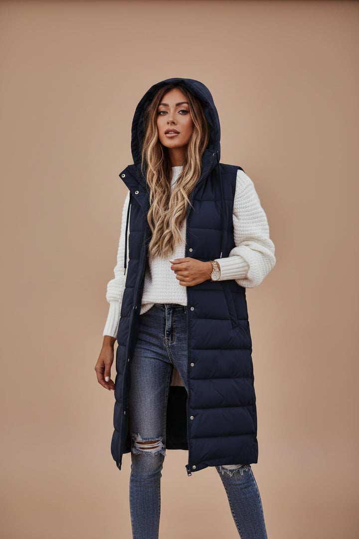 Women's Long Winter Vest – Sleeveless Outerwear Layer